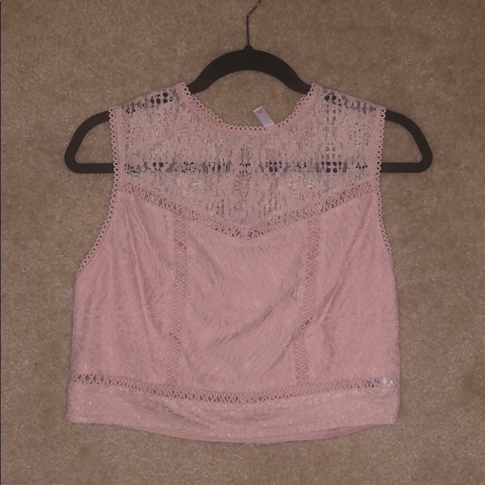 Pink lace sleeveless spring top